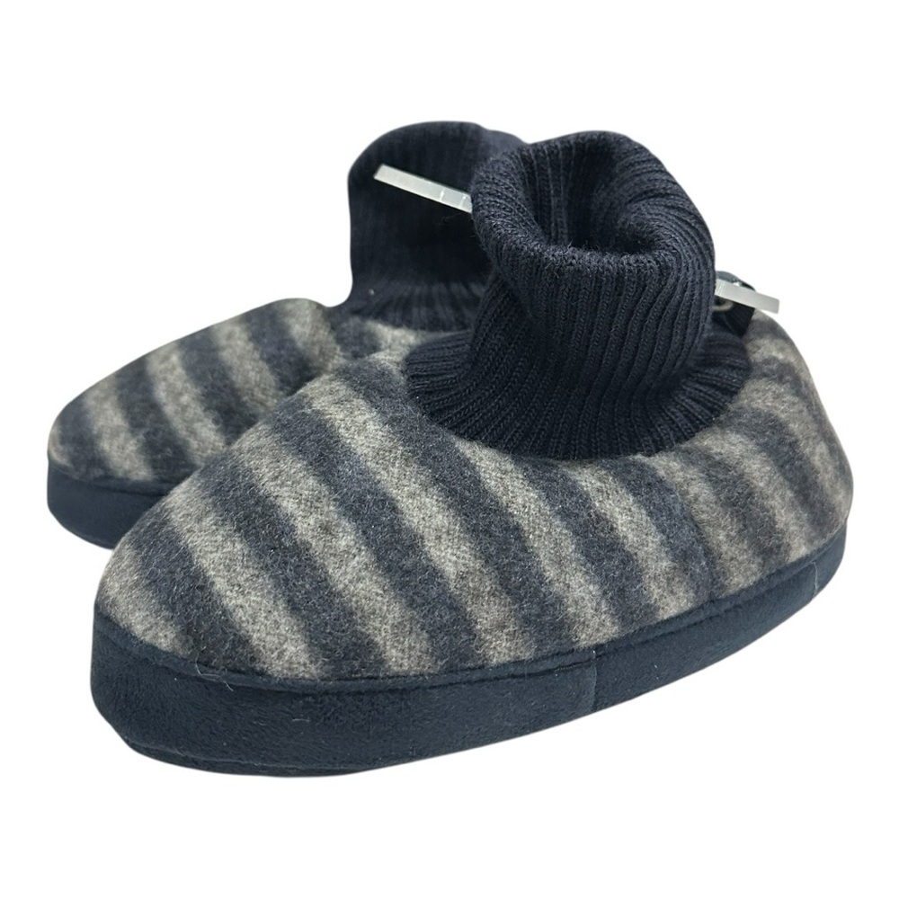 Joe Fresh Blue and Gray Slippers with Sock-Like Ankle Cuff Size 9